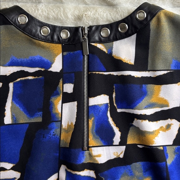 Alfani Blue and Black Abstract Top with Grommet Accents - Picture 4 of 4